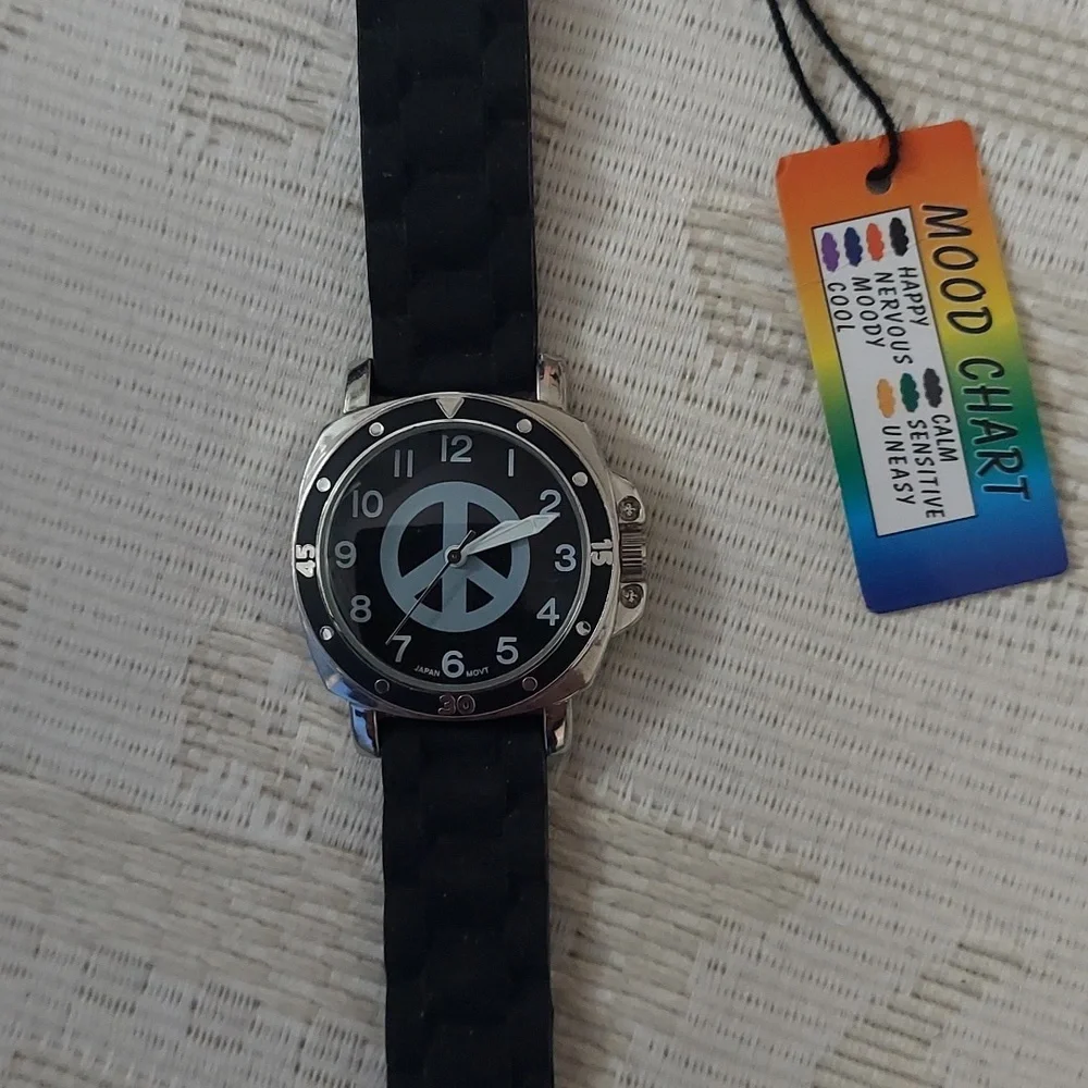 Peace Sign Mood Change Black Watch Nwt